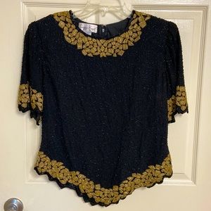 Vintage 90’s Beaded Laurence Kazar New York blouse